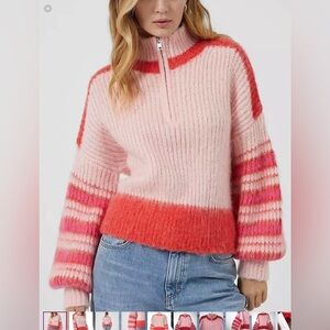💖 French Connection Striped Half-Zip Sweater – Size S